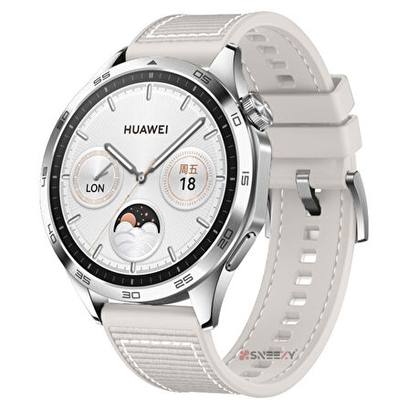 Sneezy Huawei Watch Gt4 46mm İle Uyumlu 22mm Dikiş Desenli Dokuma Silikon Kordon