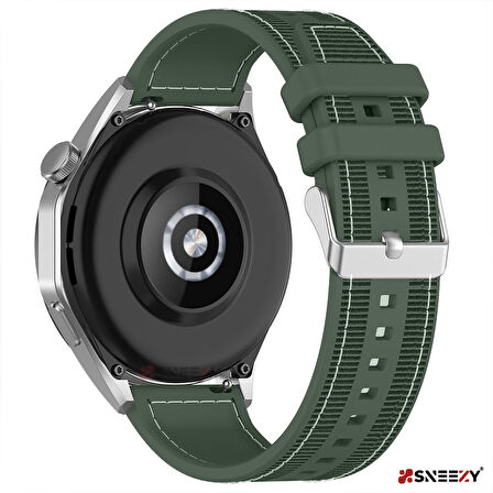 Sneezy Huawei Watch GT 3 Pro 43mm İle Uyumlu 20mm Dikiş Desenli Dokuma Silikon Kordon