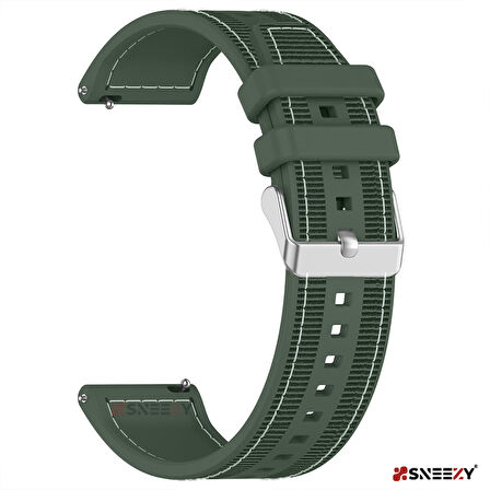 Sneezy Huawei Watch GT 3 Pro 43mm İle Uyumlu 20mm Dikiş Desenli Dokuma Silikon Kordon