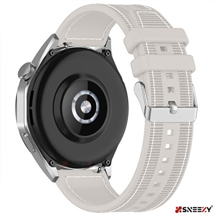 Sneezy Huawei Watch GT 3 Pro 43mm İle Uyumlu 20mm Dikiş Desenli Dokuma Silikon Kordon