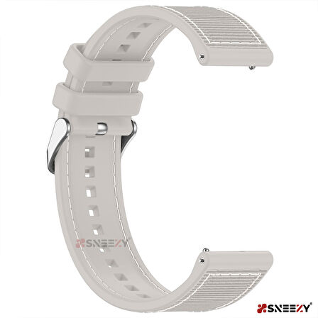 Sneezy Huawei Watch GT 3 Pro 43mm İle Uyumlu 20mm Dikiş Desenli Dokuma Silikon Kordon