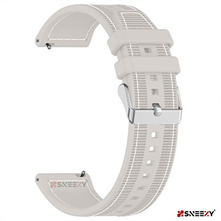 Sneezy Huawei Watch GT 3 Pro 43mm İle Uyumlu 20mm Dikiş Desenli Dokuma Silikon Kordon