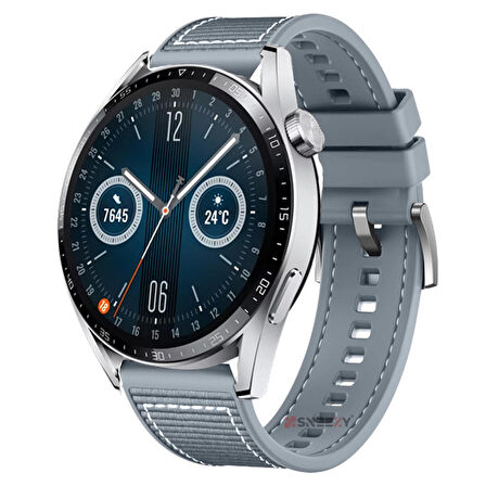 Sneezy Huawei Watch Ultimate - Watch Buds 22mm Uyumlu Dikiş Desenli Dokuma Silikon Kordon