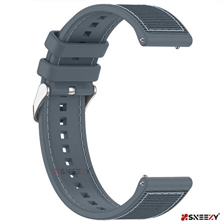 Sneezy Huawei Watch Ultimate - Watch Buds 22mm Uyumlu Dikiş Desenli Dokuma Silikon Kordon