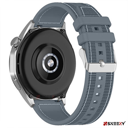 Huawei Watch GT2 Elite-Sport-Classic 46mm-GT2 Pro 22mm Uyumlu Dikiş Desenli Dokuma Silikon Kordon