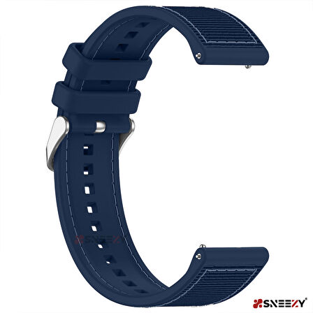 Sneezy Samsung Galaxy Watch 5 40-44mm İle Uyumlu 20mm Dikiş Desenli Dokuma Silikon Kordon