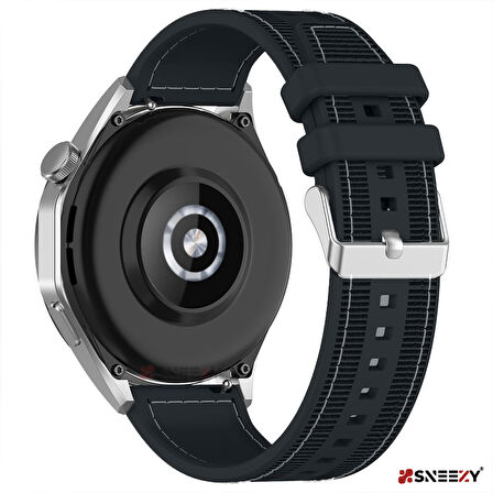 Sneezy Samsung Galaxy Watch 5 Pro R-920 İle Uyumlu 20mm Dikiş Desenli Dokuma Silikon Kordon
