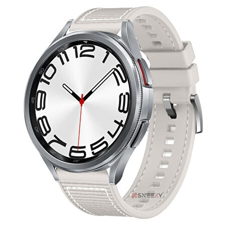 Sneezy Samsung Galaxy Watch 5 Pro R-920 İle Uyumlu 20mm Dikiş Desenli Dokuma Silikon Kordon