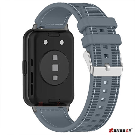 Sneezy Huawei Watch Fit 2 İle Uyumlu Dikiş Desenli Dokuma Silikon Kordon