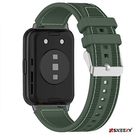 Sneezy Huawei Watch Fit 2 İle Uyumlu Dikiş Desenli Dokuma Silikon Kordon