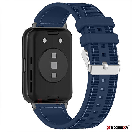 Sneezy Huawei Watch Fit 2 İle Uyumlu Dikiş Desenli Dokuma Silikon Kordon