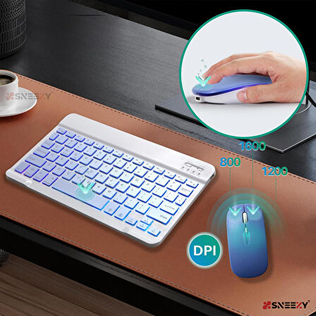 Huawei MatePad Pro 11 inç (2024) Uyumlu RGB Işıklı Bluetooth & Wireless Türkçe Klavye Mouse Seti