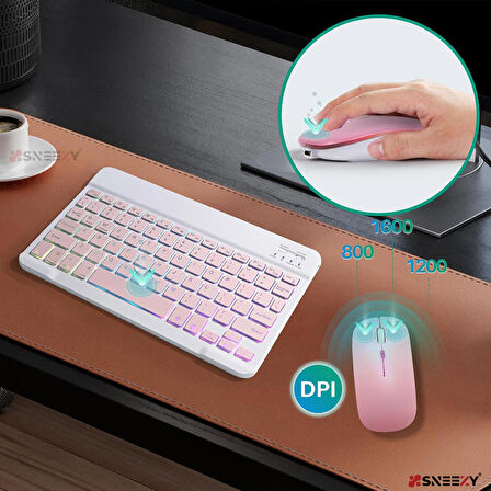 Huawei MatePad Pro 11 inç (2024) Uyumlu RGB Işıklı Bluetooth & Wireless Türkçe Klavye Mouse Seti