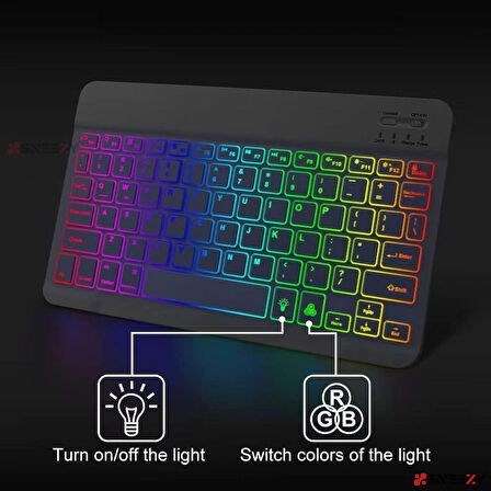 Huawei MatePad Pro 11 inç (2024) Uyumlu RGB Işıklı Bluetooth & Wireless Türkçe Klavye Mouse Seti