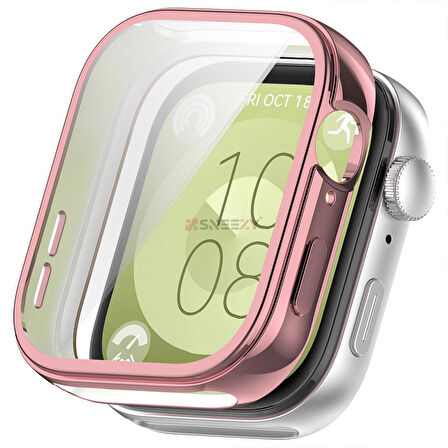 Huawei Watch Fit 3 Uyumlu Yumuşak Silikon 360 Tam Koruma Kasa ve Ekran Koruyucu