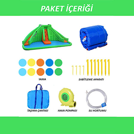 Safari Çift Kaydıraklı Şişme Aqua Su Parkı Şişme Oyun Parkı Şişme Su Kaydırağı Modelleri Fiyatlar