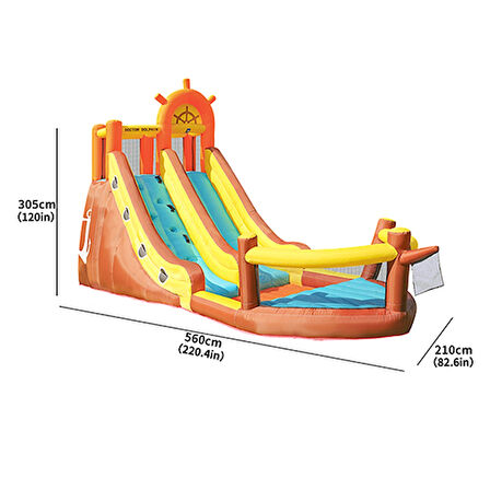 Gemi Temalı Kaydıraklı Şişme Oyun Parkı Şişme Çocuk Oyun Parkı Şişme Su Kaydırağı Aqua Oyun Parkı