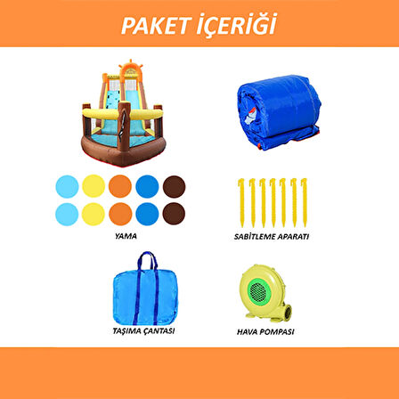 Gemi Temalı Kaydıraklı Şişme Oyun Parkı Şişme Çocuk Oyun Parkı Şişme Su Kaydırağı Aqua Oyun Parkı