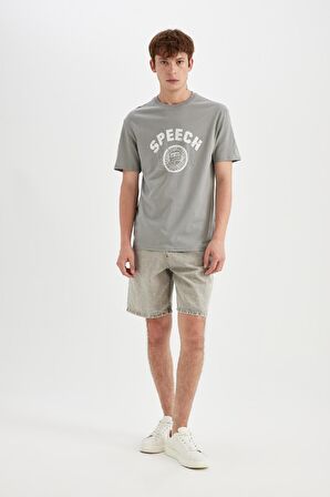 DeFacto Regular Fit Bisiklet Yaka Baskılı Kısa Kollu Tişört D4769AX24SMGR367