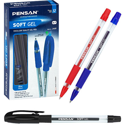 Pensan Tükenmez Kalem Soft Gel 0,7 MM Mavi-12-PKT
