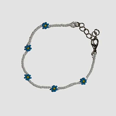 Uretti - Nevin 2033 El Yapımı Kum Boncuk Papatya Bileklik - Beyaz