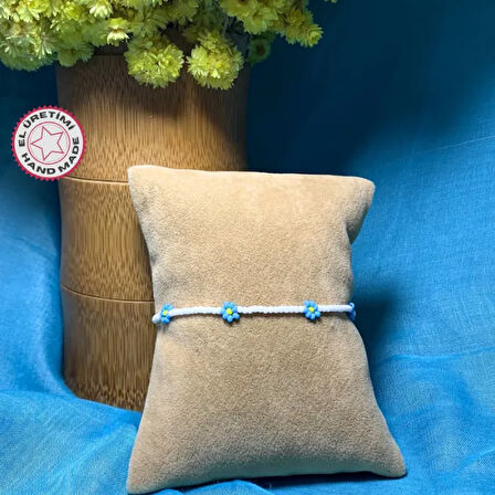 Uretti - Nevin 2033 El Yapımı Kum Boncuk Papatya Bileklik - Beyaz