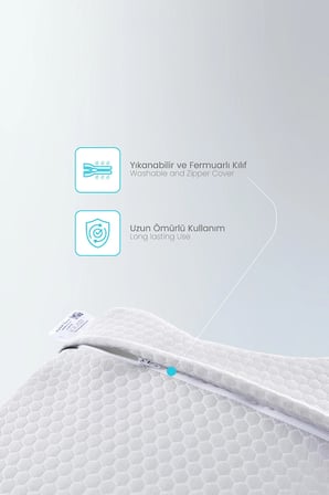 Premium Memory Foam Boyun Destekli Visco Yastık 62x42 Çıkarılabilir Kılıflı