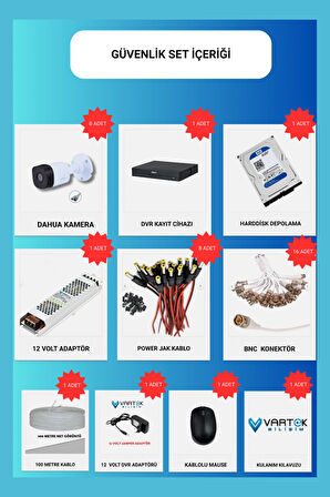 6 Kameralı 1TB Harddiskli 30m Gece Görüşlü Full HD Güvenlik Kamera Seti