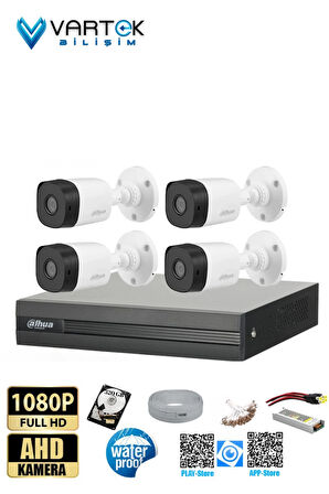 4 Kameralı 320GB Harddiskli 30m Gece Görüşlü Full HD Güvenlik Kamera Seti