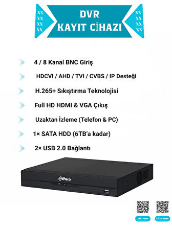 5 Kameralı 500 GB Harddiskli 30m Gece Görüşlü Full HD Güvenlik Kamera Seti