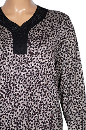 Hesna Kadın Minel Battal Beden Kuplu Boydan Siyah Elbise Desen 27