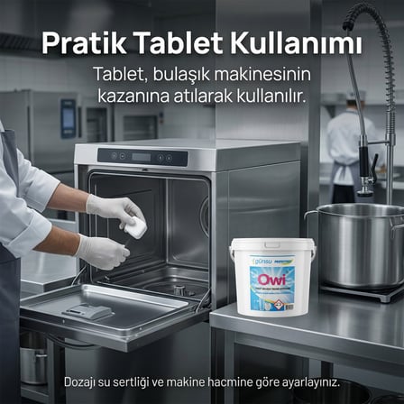 Günsu Owi Endüstriyel Bulaşık Makinesi Tableti 40 Adet – Tezgah Altı Bulaşık ve Bardak Yıkama Makineleri İçin