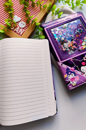 Mor Renk Kuromi Simli Çizgili Defter - 160 Sayfa