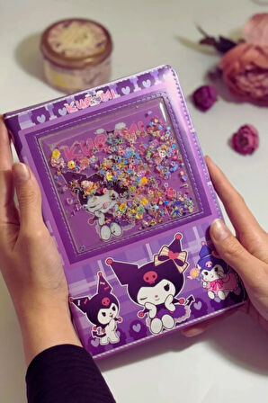 Mor Renk Kuromi Simli Çizgili Defter - 160 Sayfa
