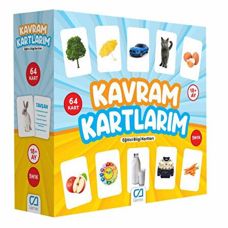 Kavram Kartlarım: Okul öncesi eğitimde 60 kartlı öğretici oyun. Psiko-motor, dil gelişimi için ideal