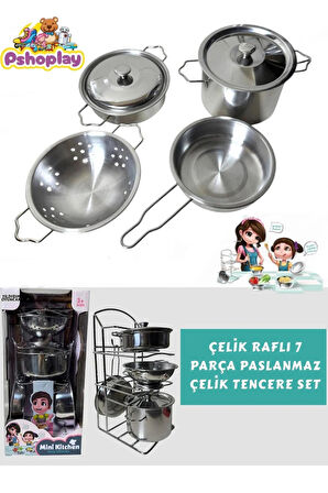 Mini Şef Çelik Tencere & Tava Seti – 7 Parça Gerçekçi Mutfak Oyuncakları