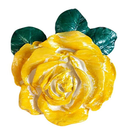 Uretti - Ayşe 7362 8995 El Yapımı Minik 2'li Sarı - Turuncu Renk Gül Magnet - 6 x 7 cm