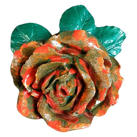 Uretti - Ayşe 7362 8995 El Yapımı Minik 2'li Sarı - Turuncu Renk Gül Magnet - 6 x 7 cm