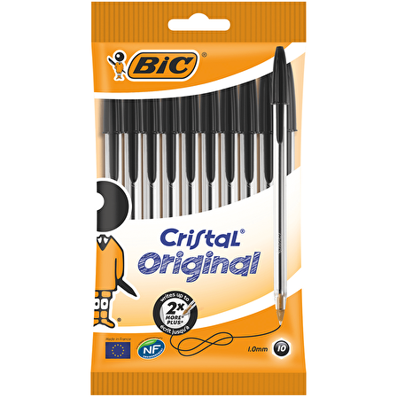 Bic Cristal Medium 1.0mm Tükenmez Kalem Siyah 10lu Poşet