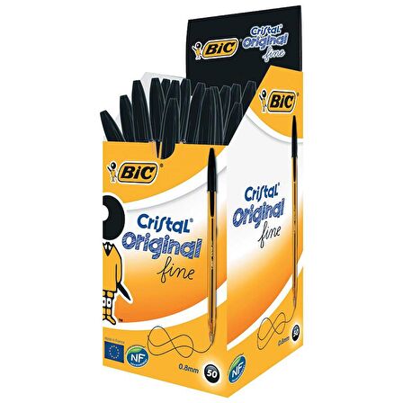 Bic Cristal Fıne Tükenmez Kalem Siyah 50'li Paket