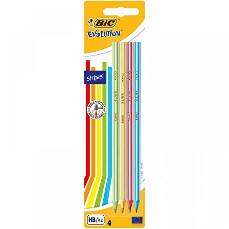 Bic Evolution 646 Stripes Kurşun Kalem 4lü Blister