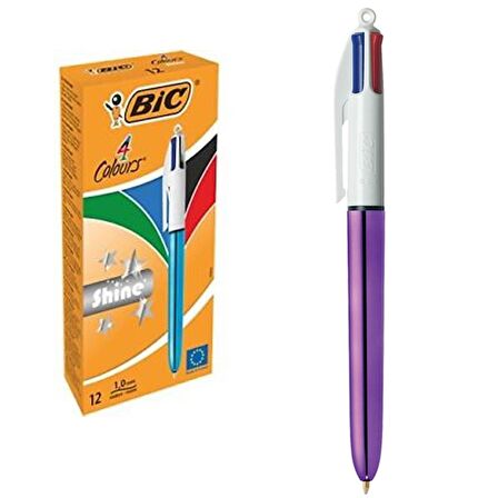 Bic Tükenmez Kalem Shıne 4 Colours Mor Gövde 12 Li 951351 - 12'li Paket