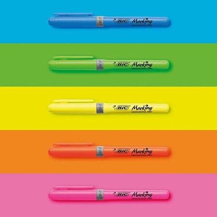 Bic Highlighter Grip 12 Renk Fosforlu Kalem Set Pastel + Canlı Renkler