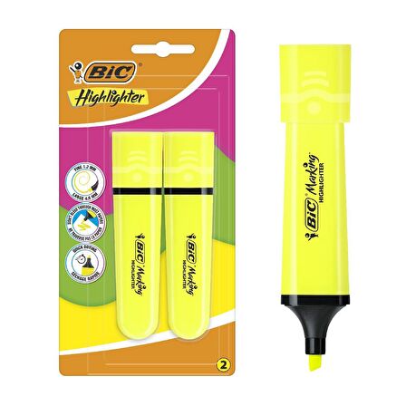 Bic Marking Flat Fosforlu Kalem Sarı 2 Li