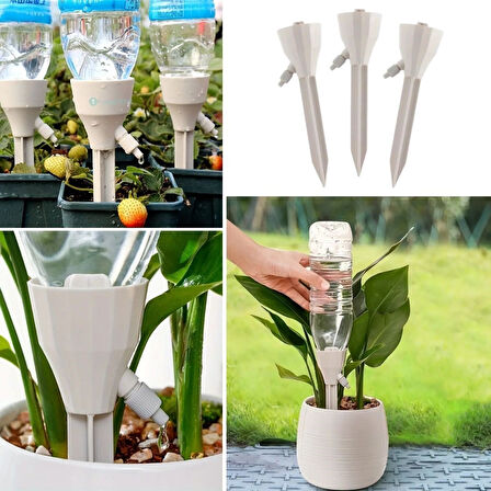 Miracle Omni® Ayarlanabilir Akış Hızına Sahip Damlama Sulama Çivileri 3lü Otomatik Bitki Sulama Aparatı Tüm Pet Şişelere Uyumlu