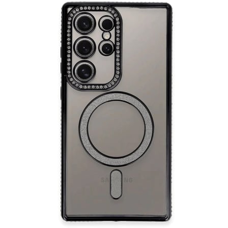 Samsung Galaxy S24 Ultra Kılıf Joke Simli Magneticsafe Kılıf - Siyah