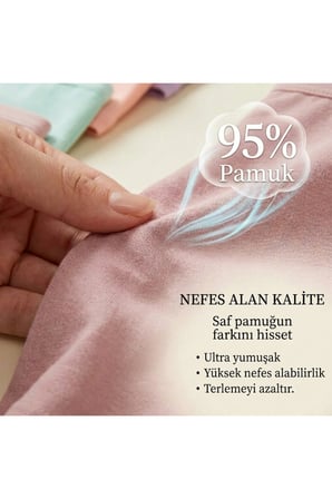 Kadın Külot 5 Li Paket Yüksek Bel Pamuklu Likrali Somon