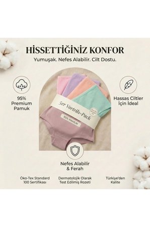Kadın Külot 5 Li Paket Yüksek Bel Pamuklu Likrali Somon