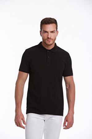 Siyah Regular Fit %100 Pamuk Polo Yaka Tişört | M