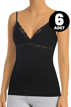 Öts 6'lı Kadın Atlet Dantelli (%96 Pamuk - %4 Elastan)
